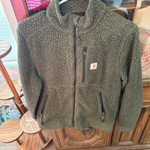 Carhartt Olive Green Sherpa-Lined Relaxed Fit Jacket